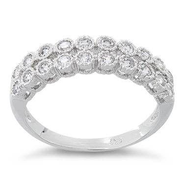 Sterling Silver 2 Layer CZ Ring