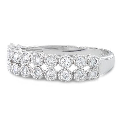 Sterling Silver 2 Layer CZ Ring