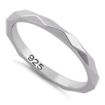Sterling Silver 2mm Diagonal Facet Ring
