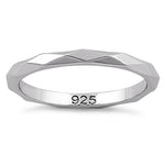 Sterling Silver 2mm Diagonal Facet Ring