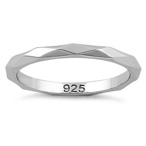 Sterling Silver 2mm Diagonal Facet Ring