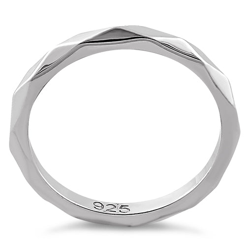 Sterling Silver 2mm Diagonal Facet Ring