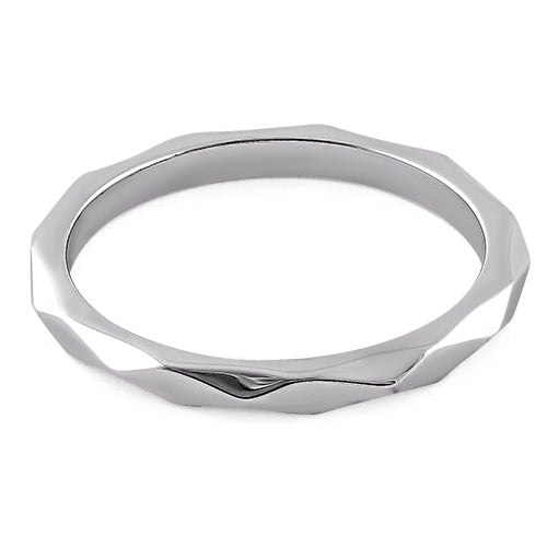 Sterling Silver 2mm Diagonal Facet Ring