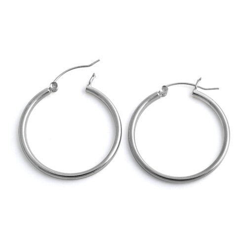 Sterling Silver 2MM x 30MM Loop Earrings