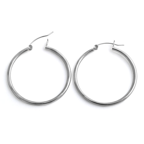 Sterling Silver 2MM x 35MM Loop Earrings