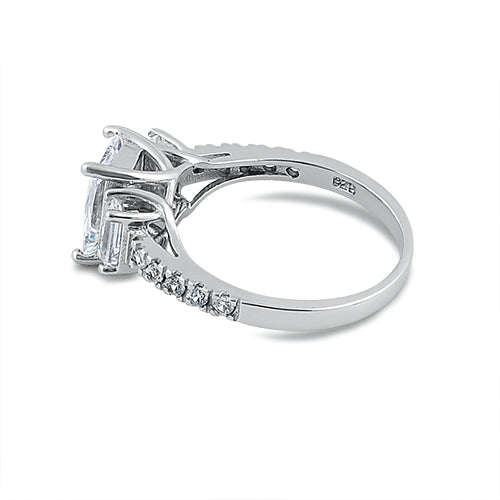 Sterling Silver 3 Stone CZ Engagement Ring