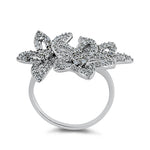 Sterling Silver 3 Flower CZ Ring
