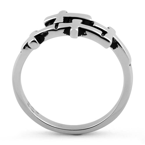 Sterling Silver 4 Cross Ring