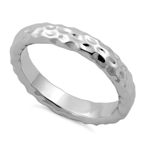 Sterling Silver 4mm Hammered Ring