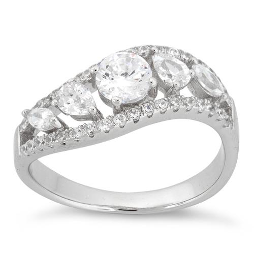 Sterling Silver 5 CZ Stones Ring