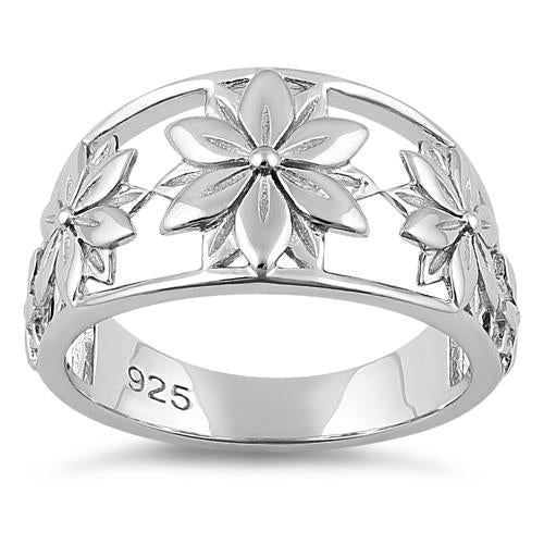 Sterling Silver 5 Flowers Ring