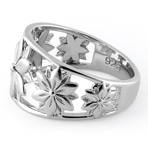 Sterling Silver 5 Flowers Ring