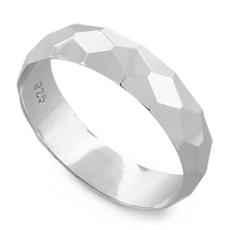 Sterling Silver Diagonal Facet Ring