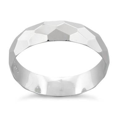 Sterling Silver Diagonal Facet Ring