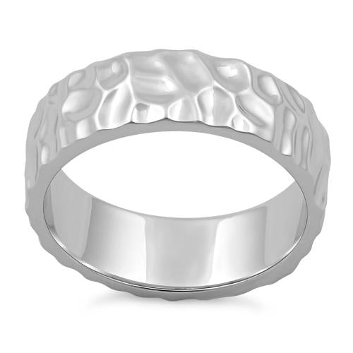 Sterling Silver 6mm Hammered Ring