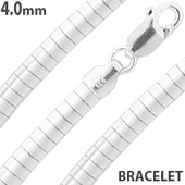 Sterling Silver 8" Dome Omega Chain Bracelet 4.0mm