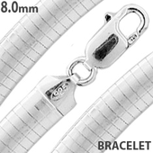 Sterling Silver 8" Dome Omega Chain Bracelet 8.0mm