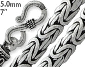 Sterling Silver 7" Square Byzantine Chain Bracelet - 5.0MM