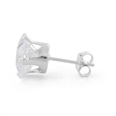 Sterling Silver 7mm Princess Cut CZ Stud Earrings Square