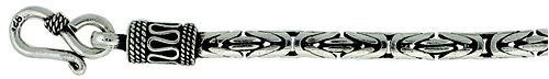Sterling Silver Round Byzantine Chain Bracelet - 3.0MM