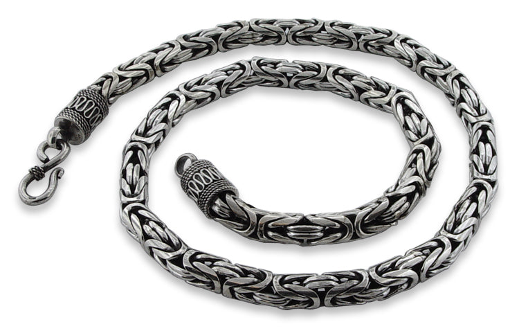 Sterling Silver 8" Round Byzantine Chain Bracelet - 7.5MM