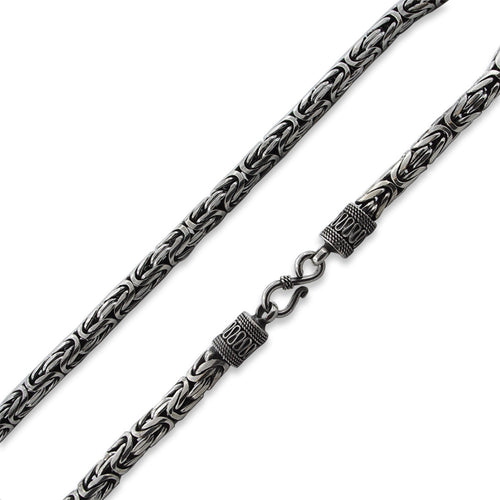 Sterling Silver 8" Round Byzantine Chain Bracelet - 7.5MM