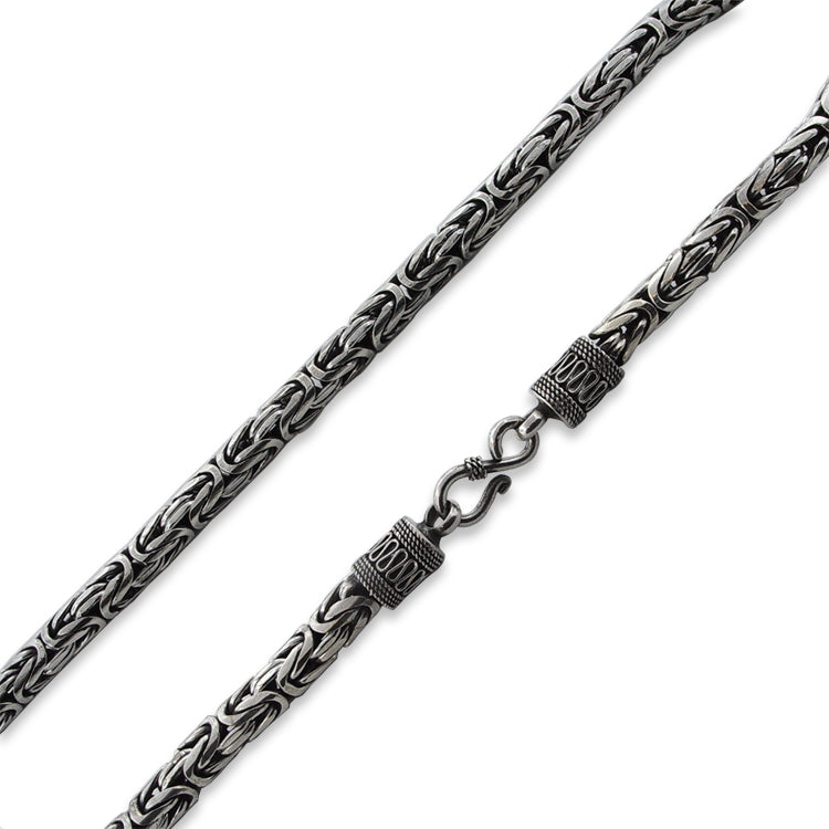 Sterling Silver 8.5" Round Byzantine Chain Bracelet - 7.5MM
