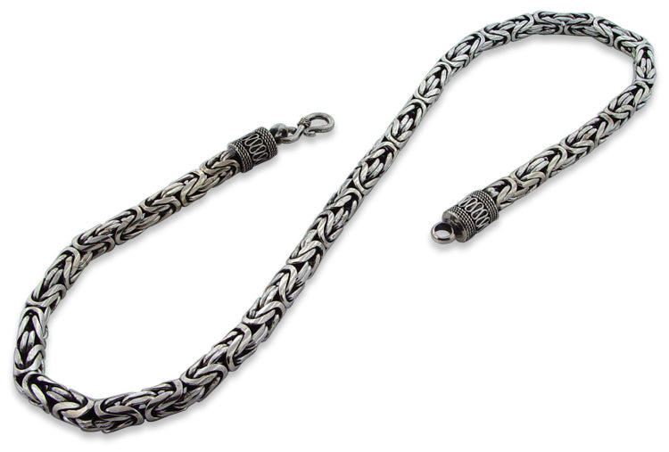 Sterling Silver 8.5" Round Byzantine Chain Bracelet - 7.5MM
