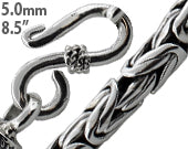 Sterling Silver 8.5" Round Byzantine Chain Bracelet - 5.0MM