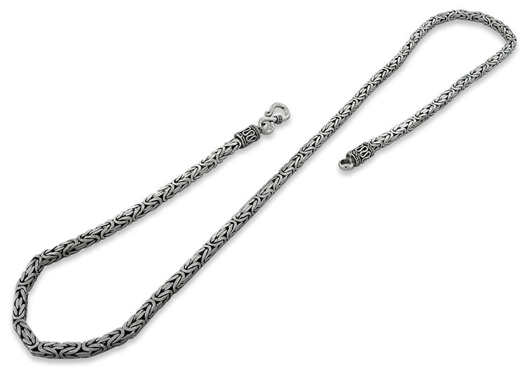 Sterling Silver 8.5" Square Byzantine Chain Bracelet - 3.5MM