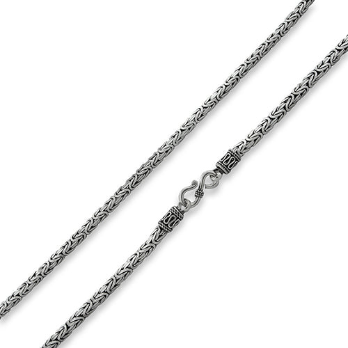 Sterling Silver 8.5" Square Byzantine Chain Bracelet - 3.5MM