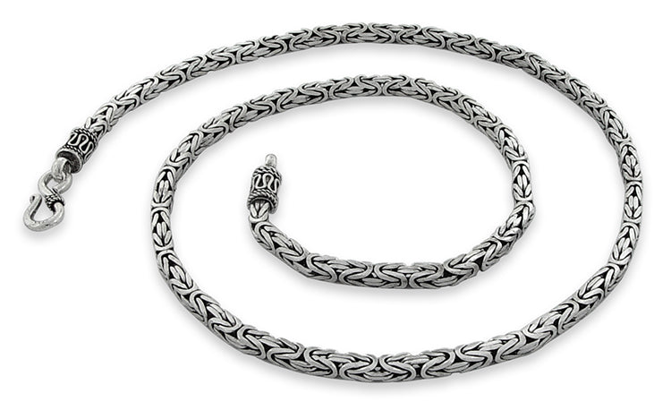 Sterling Silver 8.5" Square Byzantine Chain Bracelet - 3.5MM