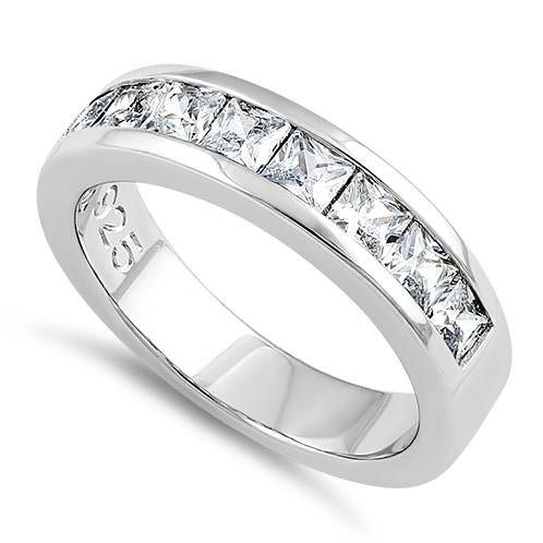 Sterling Silver 8 Square Clear CZ Ring
