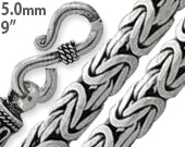 Sterling Silver 9" Square Byzantine Chain Bracelet - 5.0MM