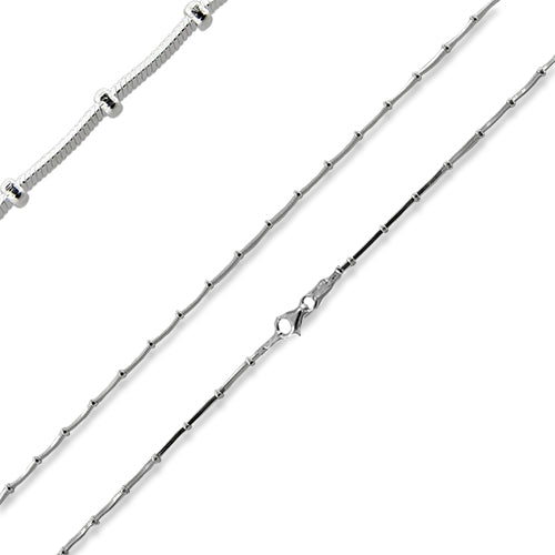 Sterling Silver 9" Square Snake Beaded Chain Bracelet/Anklet - 1.0MM