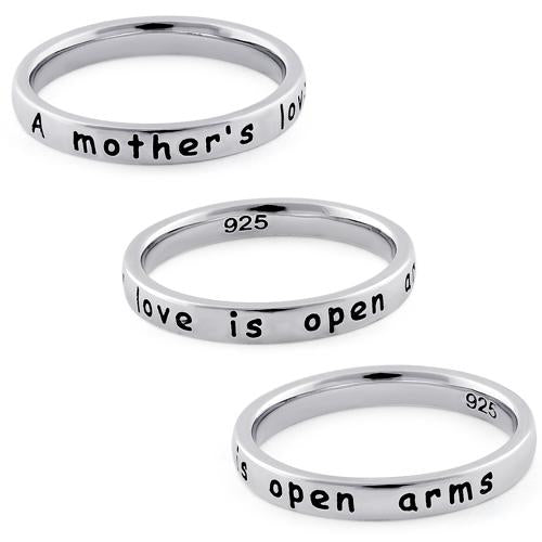 Sterling Silver "A mother's love is open arms" Ring