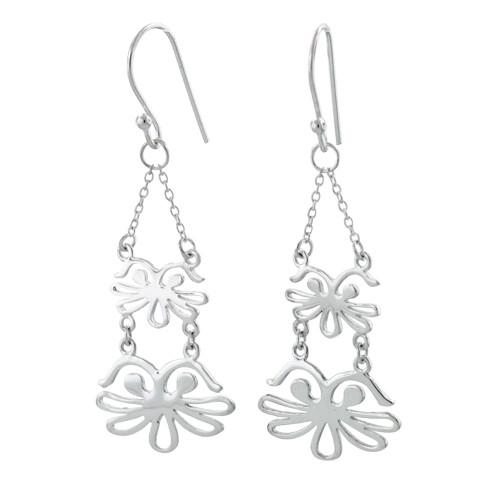 Sterling Silver Abstract Dangling Hook Earrings