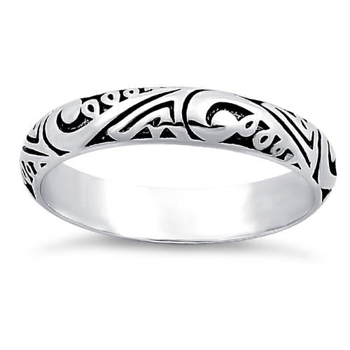 Sterling Silver Abstract Design Eternity Band