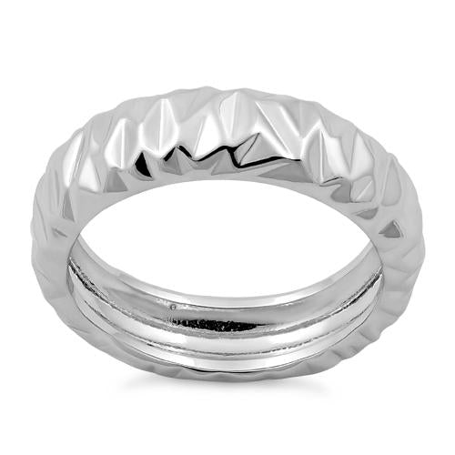 Sterling Silver Abstract Facet Ring