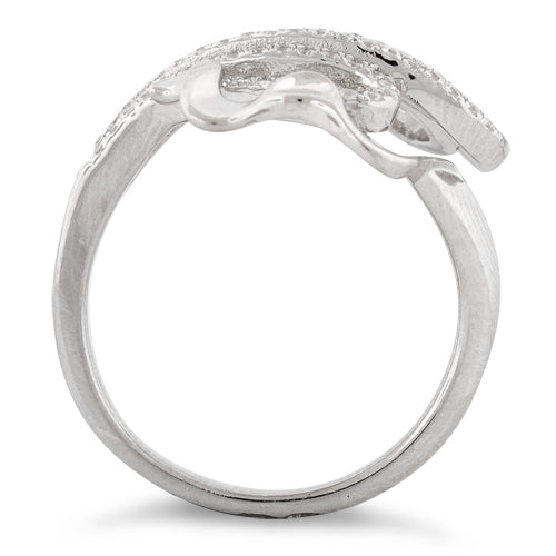 Sterling Silver Abstract Flower CZ Ring
