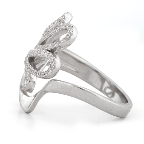 Sterling Silver Abstract Flower CZ Ring