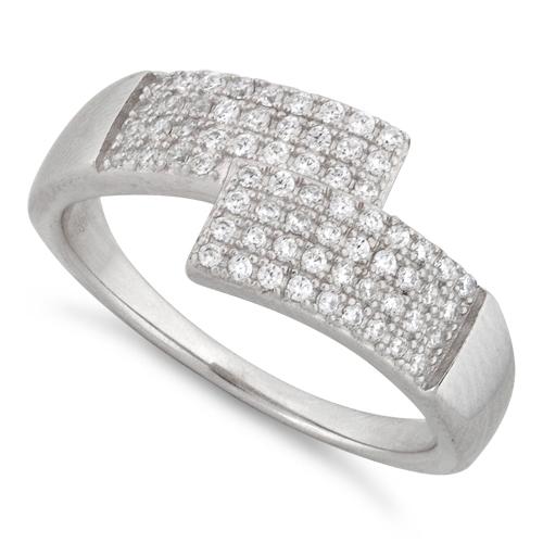 Sterling Silver Abstract Pave CZ Ring