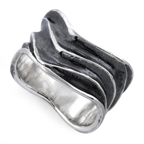 Sterling Silver Abstract Wave Ring