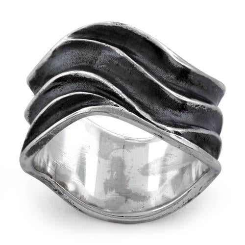 Sterling Silver Abstract Wave Ring