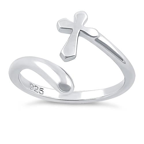 sterling silver adjustable cross ring