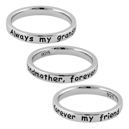 Sterling Silver "Always my grandmother, forever my friend" Ring