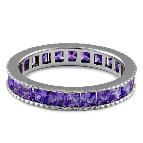 Sterling Silver Purple CZ Eternity Band Ring