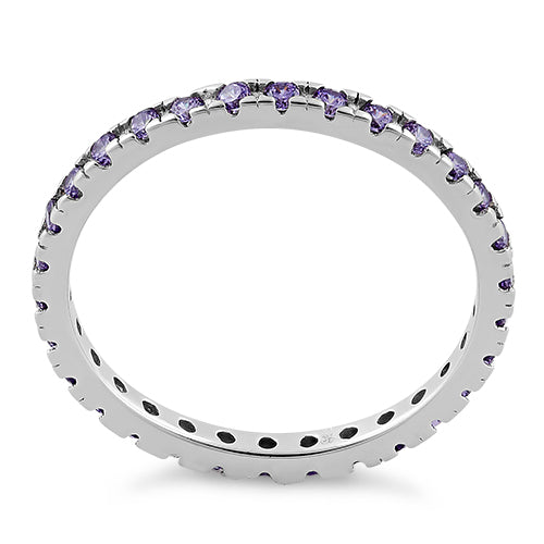 Sterling Silver Amethyst Eternity CZ Ring