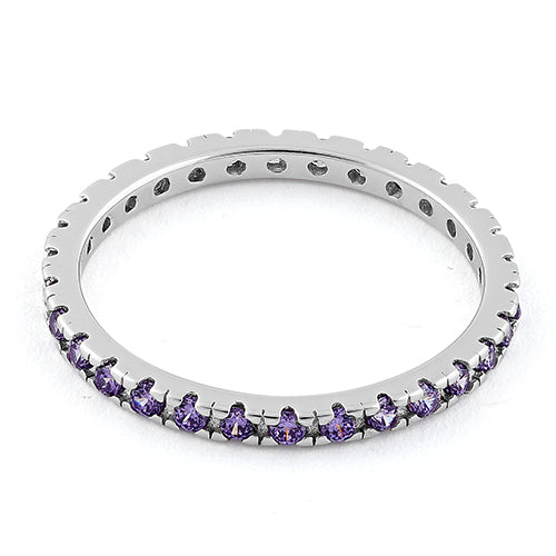 Sterling Silver Amethyst Eternity CZ Ring