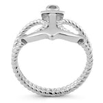 Sterling Silver Anchor Rope Ring